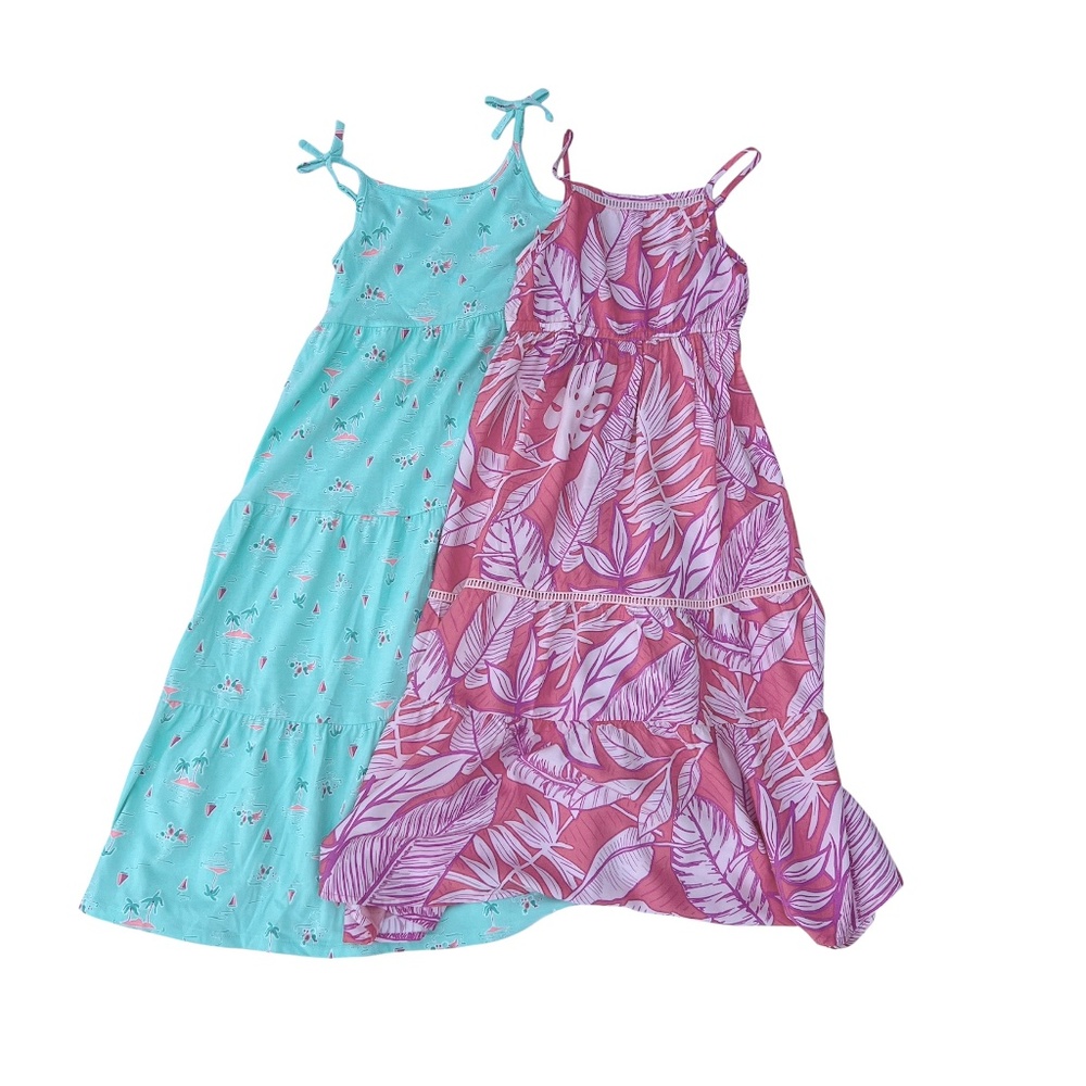 Set of 2 Cat & Jack Girls Floral Tropical Maxi Dresses | Size 6/6X | EUC